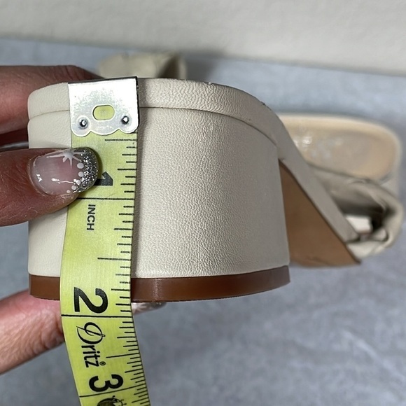New Vince Camuto Semtera Block Heel Slide Sandal Cream Beige Braided Sz 9.5 - Picture 12 of 12